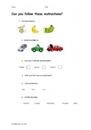 English Worksheet: Reading and completing instructions