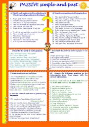 English Worksheet: PASSIVE PRESENT AND PAST