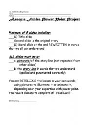 English Worksheet: Aesops Fables Power Point Project
