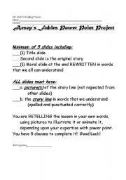 English worksheet: Aesops Fables Power Point Project