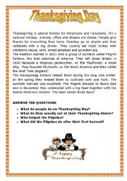 English Worksheet: THANKSGIVING DAY