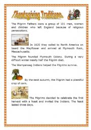 English Worksheet: Thanksgiving Traditions