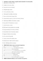 English Worksheet: Frequency adverbs + Present simple/Continuous