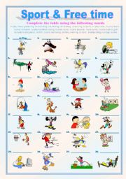 English Worksheet:  sports and hobbies--editable--