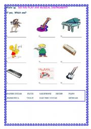 English worksheet: do you play any musical instrument