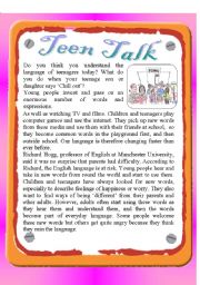 English Worksheet: Reading - Teen Talk
