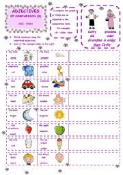 English Worksheet: ADJECTIVES  OF COMPARISON - Introduction 1st ws