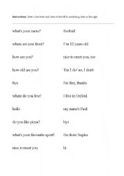 English worksheet: conversation level A1