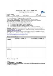 English worksheet: Lesson plan for CELTA course 