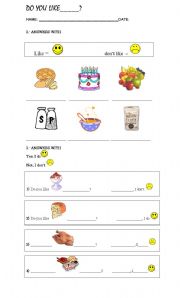 English Worksheet: LIKE- DONT LIKE