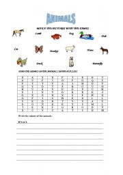 English worksheet: ANIMALS