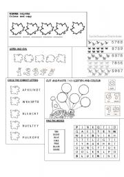 English Worksheet: Numbers and colour