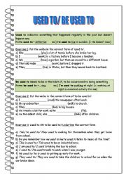 English Worksheet: Used to/ be used to