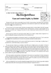 English Worksheet: Test on Varieties of English