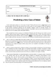 English Worksheet: Test on robotics