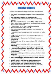 English Worksheet: Relative Sentences