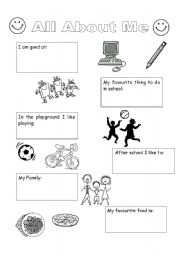 English Worksheet: All About Me