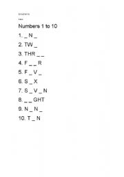 English Worksheet: Numbers