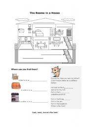 English Worksheet: Rooms in a house