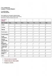 English worksheet: weekly schedule