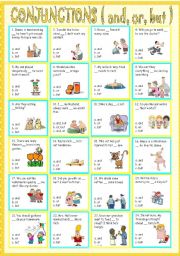 English Worksheet: conjunctions ( and, or, but )