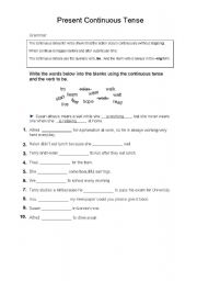 English worksheet: Present Continuous Tense