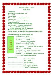 English Worksheet: Present Simple Tense - verb to be