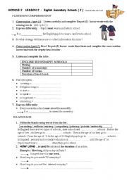 English Worksheet: Module 2    Lesson 2 :  English Secondary Schools 