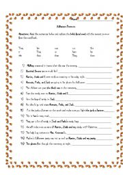 English worksheet: Halloween Pronouns