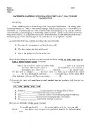 English worksheet: 1st TERM 1st ENGLISH EXAMINATION FOR HIGH SCHOOLS, GRADE 9