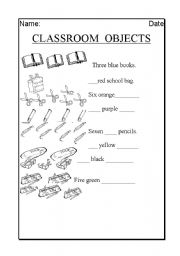 English Worksheet: Classroom objects