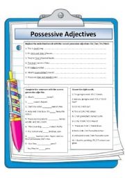 English Worksheet: Possessive Adjectives