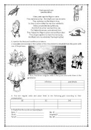 English Worksheet: Thanksgiving poem