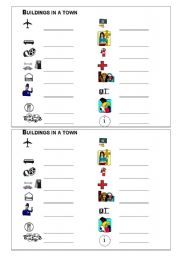 English Worksheet: Buildings in a town