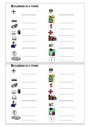 English Worksheet: Buildings in a town