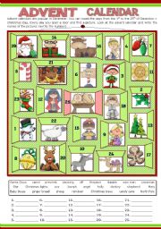 English Worksheet: ADVENT CALENDAR 2