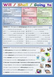 English Worksheet: WILL/SHALL/GOING TO