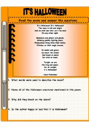 English Worksheet: Its Halloween