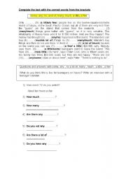 English Worksheet: Some, any, no, a lot of, many, much, a little, a few