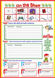 English Worksheet: On the Shelf - Verb to Be