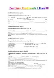 Conditionals Type I, II and III