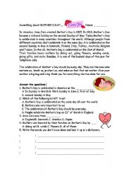 English Worksheet: Something about Mothers Day