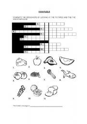 English worksheet: FOOD PUZZLE