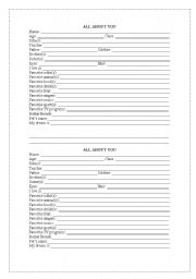 English Worksheet: All about you