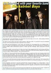 English Worksheet: An interview with your favorite band 