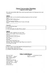 English Worksheet: Phone Conversation Matching