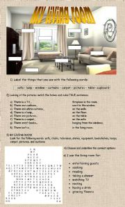 English Worksheet: MY LIVING ROOM