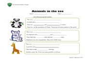 English Worksheet: Animals in the Zoo