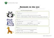 English worksheet: Animals in the Zoo