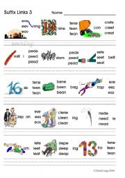 Suffix Links 3 ee ea e_e: phonics worksheet